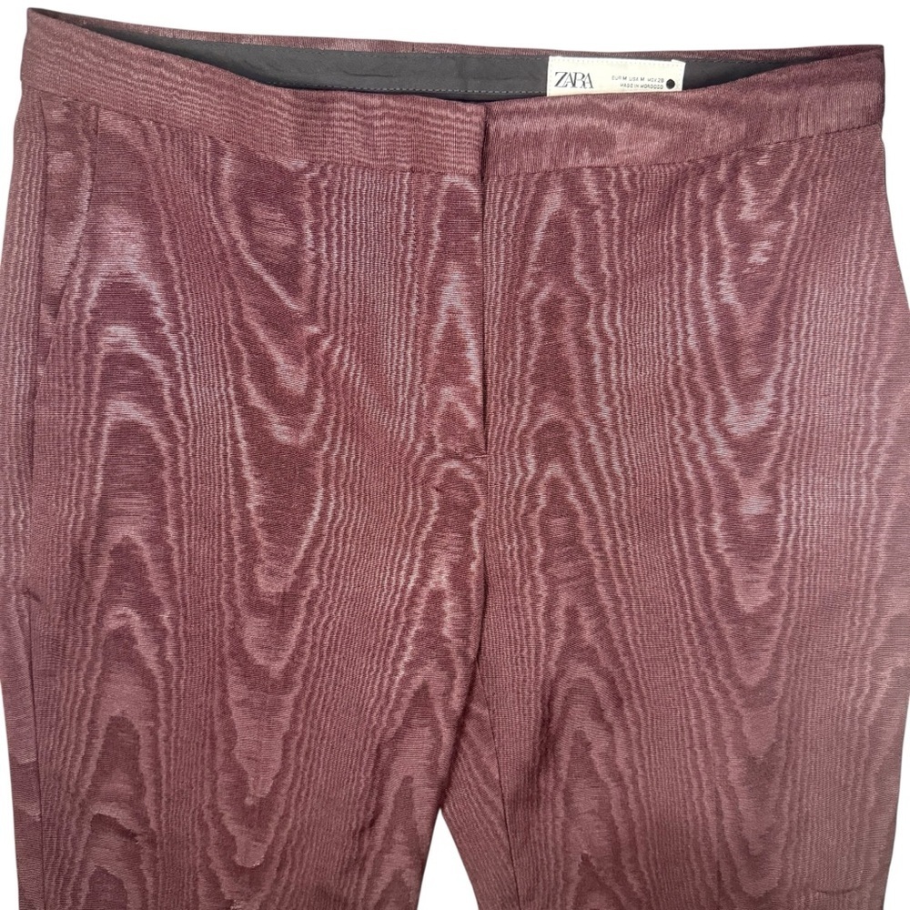 Zara Plum Moire Wood Grain Trousers